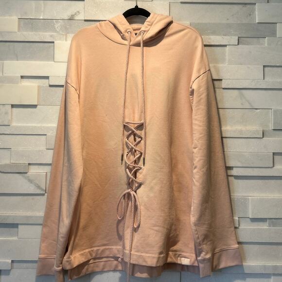 FENTY x PUMA REVOLVE Long Sleeve Graphic Lacing Oversize Hoody Cameo Rose  XS - Picture 2 of 6